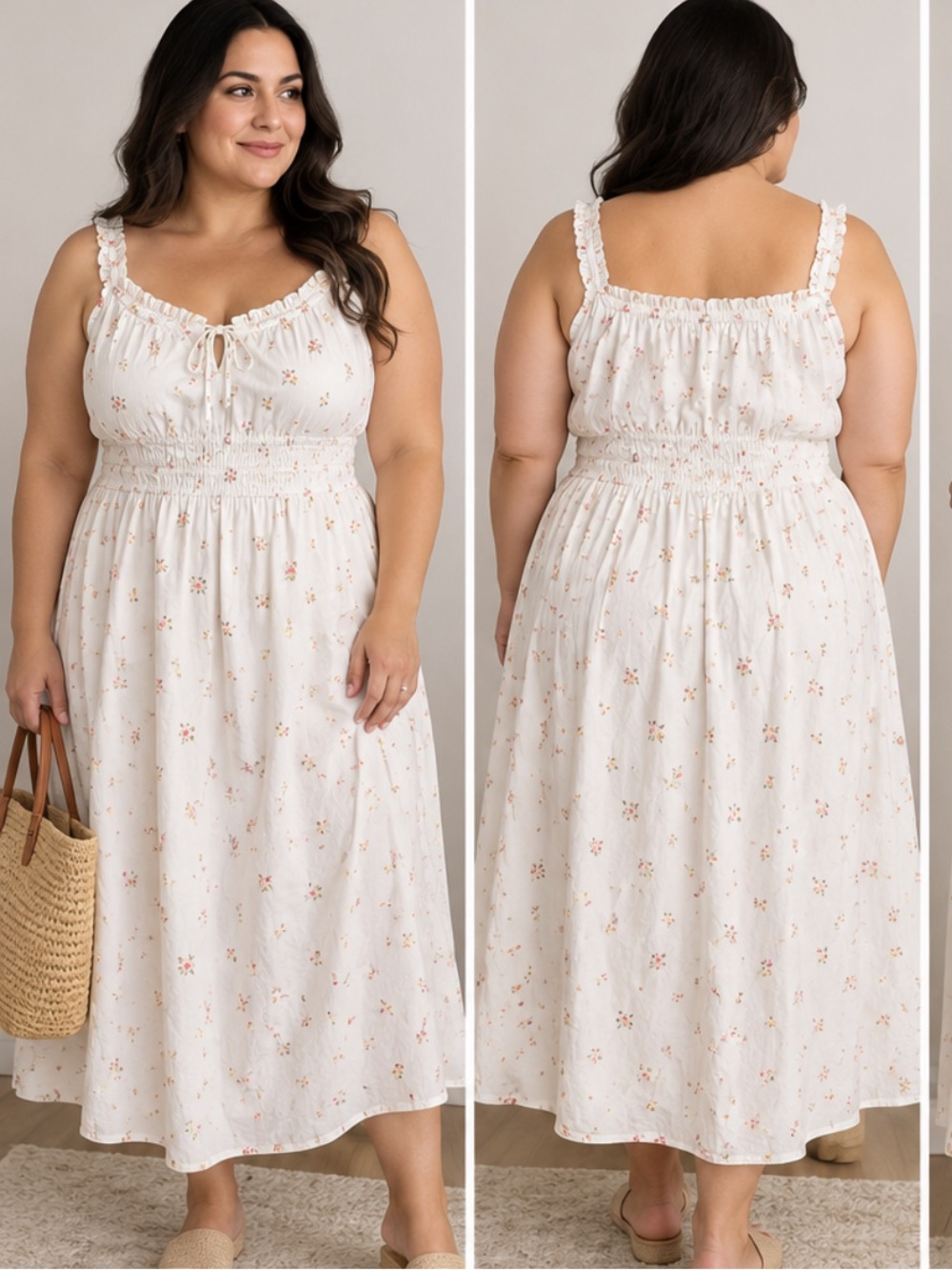 Old navy White Floral Sundress with Smocked Waist size 3x cotton, cottagecore